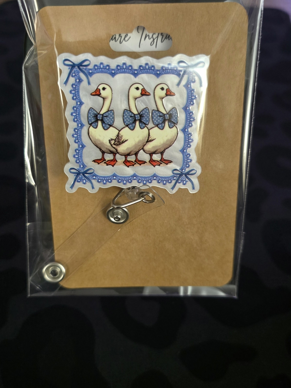 80's Country-Aestetic Goose Novelty Badge Reel Retractable ID Holder